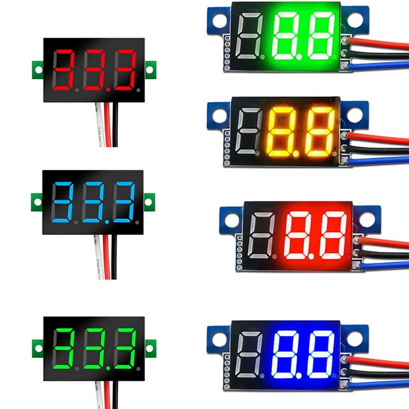 Mini Three-wire 0-200V DC Digital Voltmeter, Voltmeter With Reverse Polarity Protection, Circuit Measurement Voltmeter