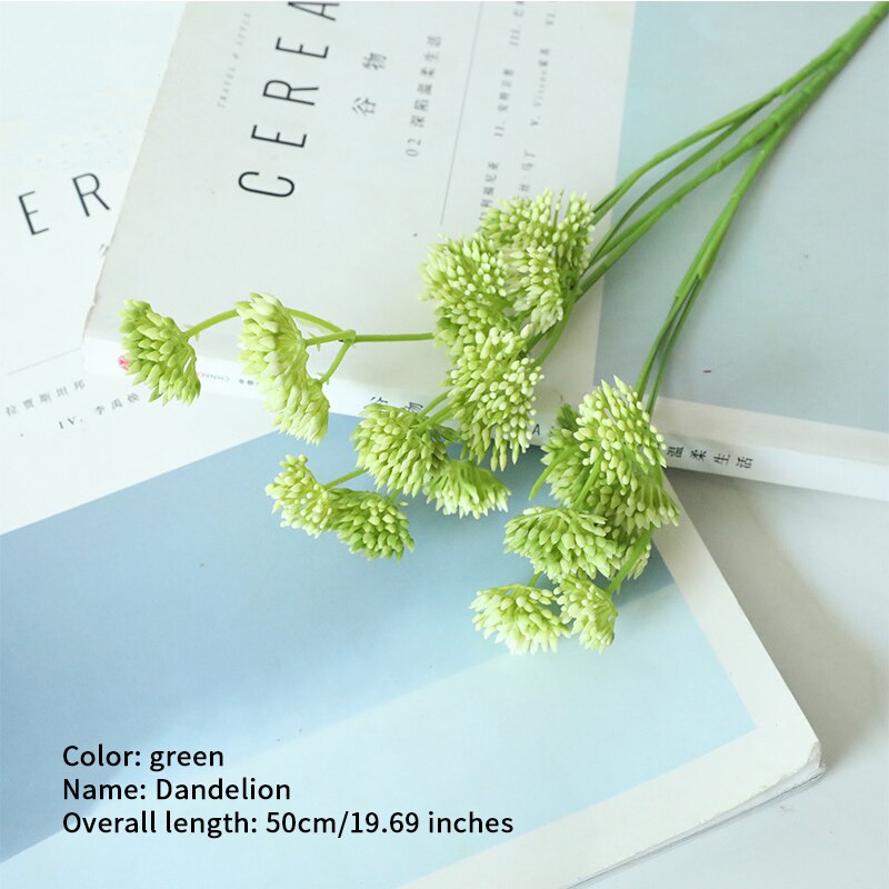 Artificial Dandelion Simulation Flower Home Wedding Bouquets Road Lead Flower Wall Mori Female Simulation Dandelion: Green