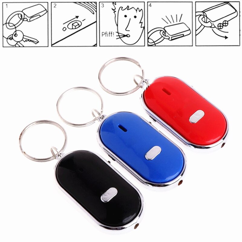 Smart Draadloze Anti-verloren Sleutelhanger Fluitje Flash Remote Kid Tas Portemonnee Key Finder Locator Alarm Herinnering Telefoon Vinden Anti-Diefstal