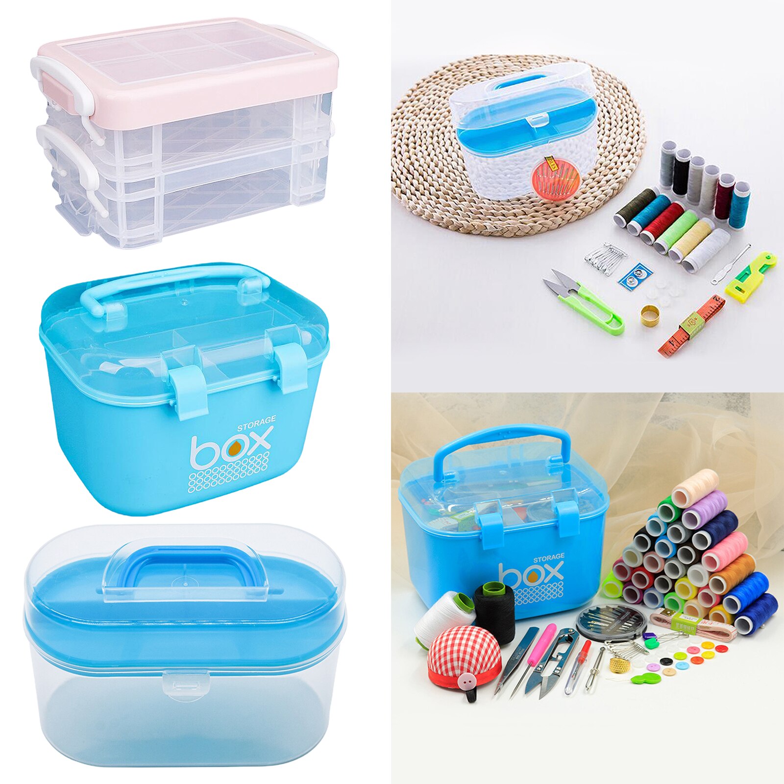 Plastic Bobbin Storage Box Sewing Thread Container Art Craft Organizer A