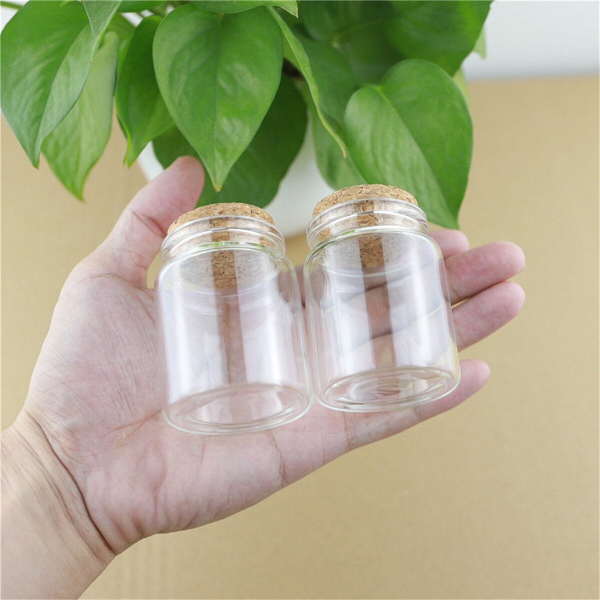 6 Pieces 47*60mm 60ml Glass bottles Corks Test Tube Tiny Storage Candy Containers Small Glass Spice Storage Bottles & jars