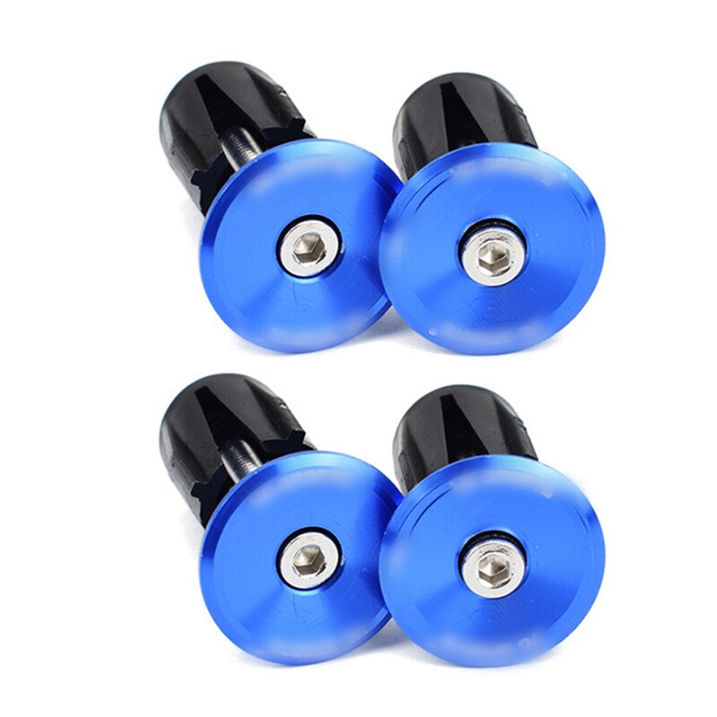 2 Pairs Bike Grip Handle Bar End Cap Aluminium Alloy MTB Handlebar Grips Plugs Caps For Bicycle Handlebar Accessory: 2 pairs blue
