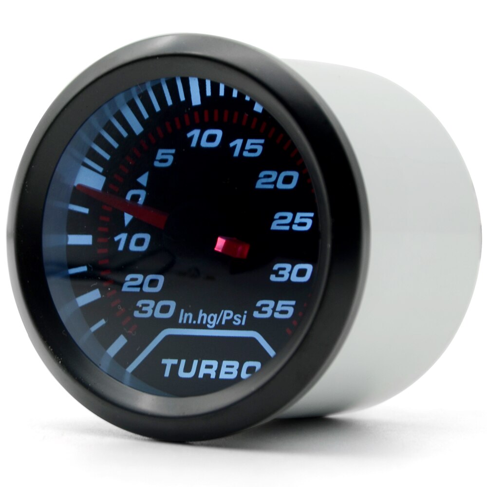 Jauge de voiture mécanique universelle Turbo Boost, 2 pouces 52MM, 35 PSI mètre, lunette LED blanche et noire