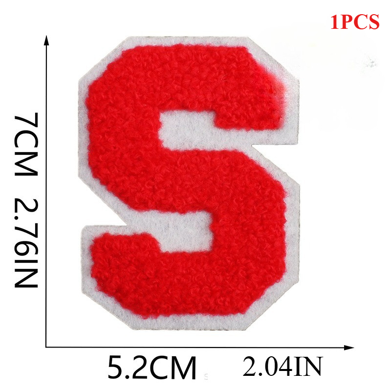 7Cm White Background Red Character Embroidery Cloth Sticker English Letters Towel Embroidery Patch Sticker Computer Embroidery: Multi-Colored