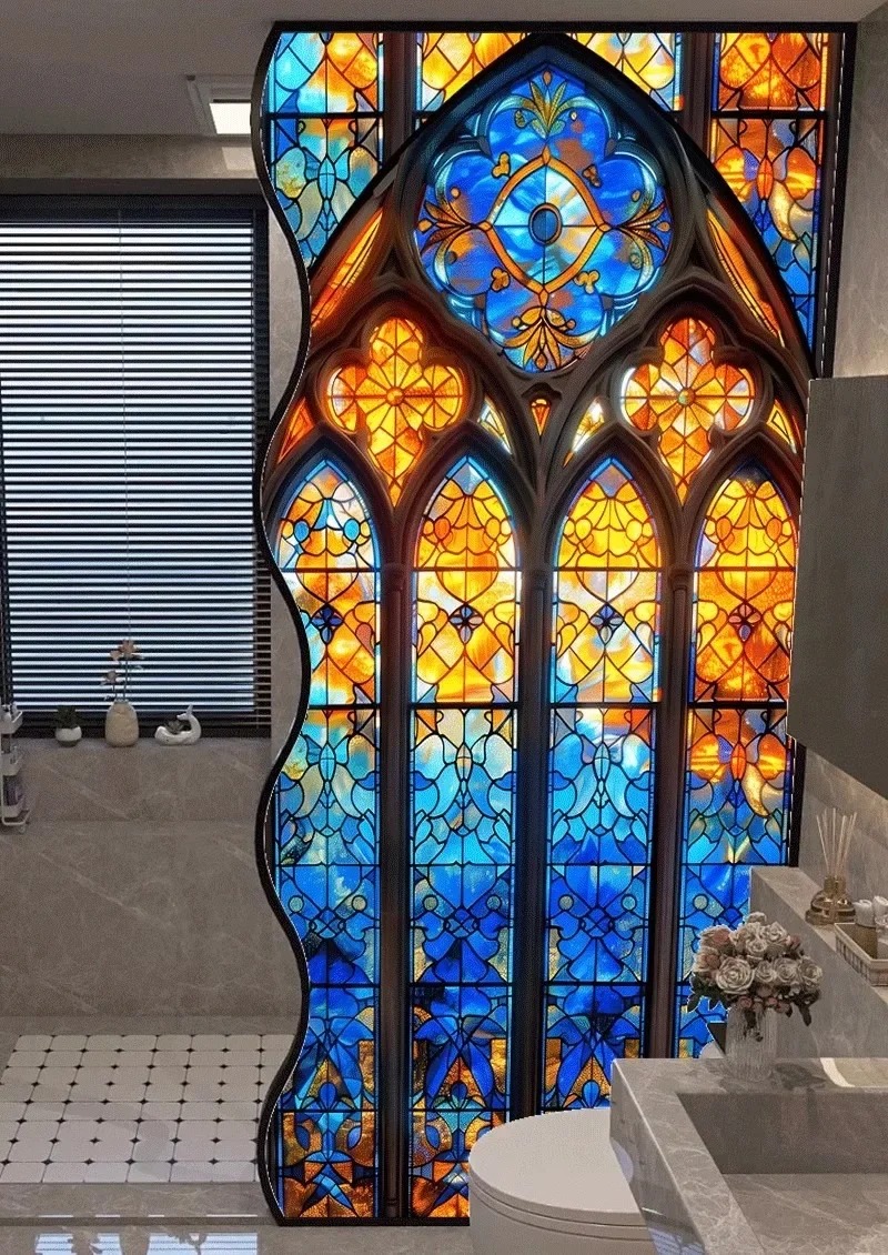 Adesivi elettrostatici per vetri per finestre retrò Pellicola decorativa per finestre colorate con uccelli floreali Decorazioni per la casa per la privacy rimovibili