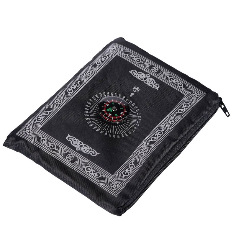 Draagbare Waterdichte Moslim Gebed Mat Tapijt Met Kompas Vintage Patroon Islamitische Eid Decoratie Zakformaat Tas Rits Stijl