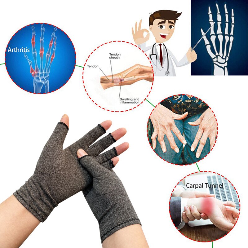 1 Pair Compression Arthritis Gloves Premium Arthritic Joint Pain Relief Hand Gloves Therapy Open Fingers Compression Gloves