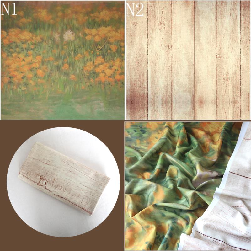 Double Side Wood Plank Floordrop Backdrop Newborn Photography Background Flower Field Flooring Fabric Baby Girl Photo Props: N1 N2