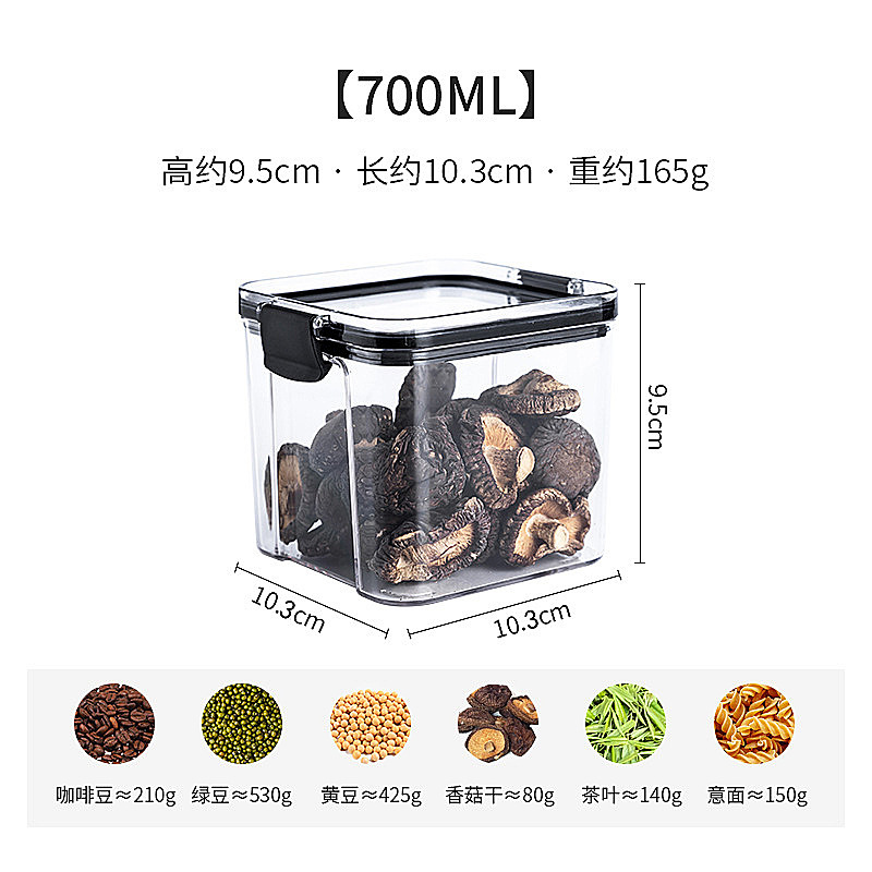 Küche Lagerung Container Snacks Bohnen Reis Nüsse Lebensmittel Lagerung Gläser Kunststoff Behälter Versiegelt Frische Lagerung Küche Liefert: transparent 700ml