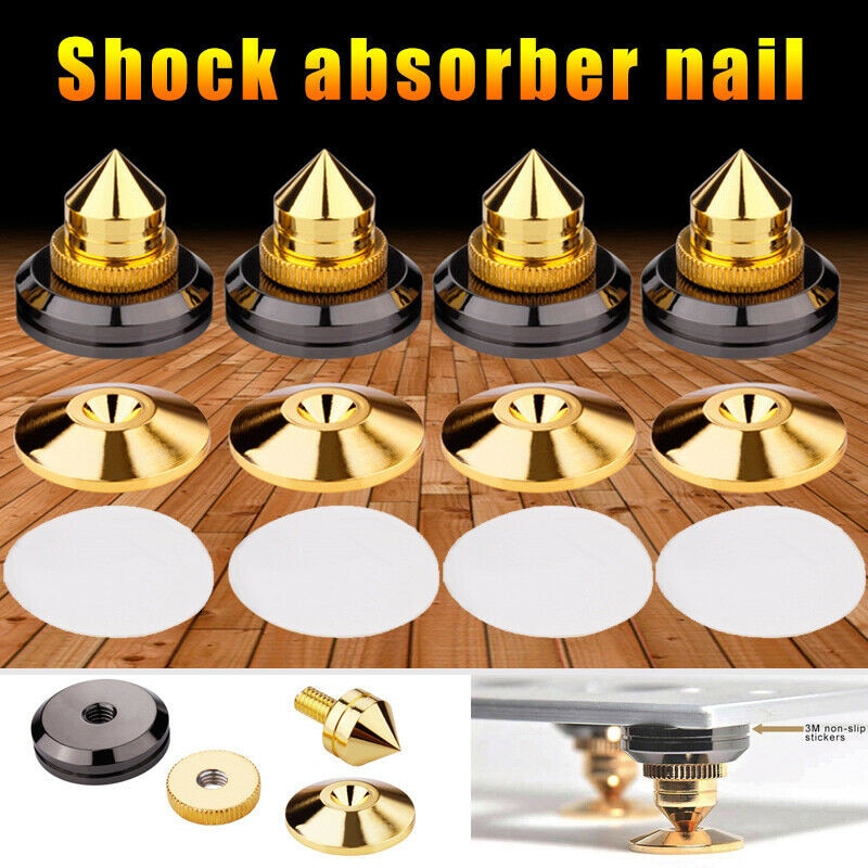 Schokabsorberende Kussen Voor Huishoudelijke Apparaten Gold Speaker Spike Nail Floor Discs Stand Voet Base Kegel Isolatie Spike Pad