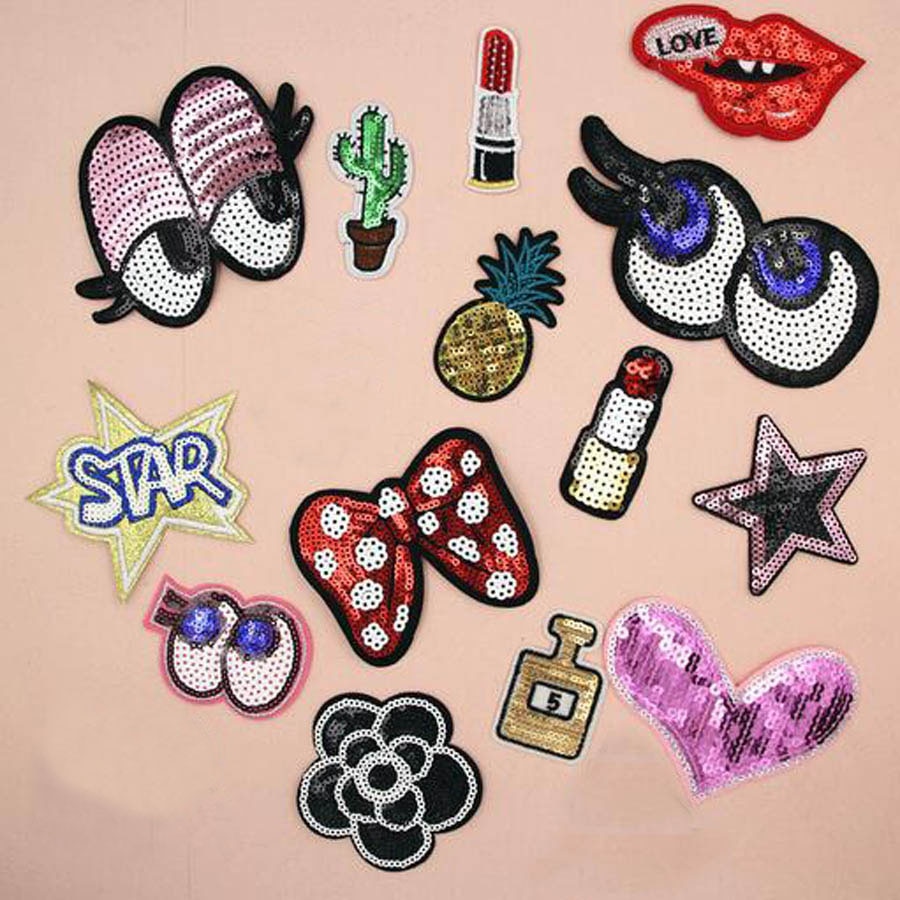 1PC Paillette Sequins Embroidered Patches Clothes Stickers Bag Sew Iron On Applique DIY Apparel Sewing Clothing Accessories BU20