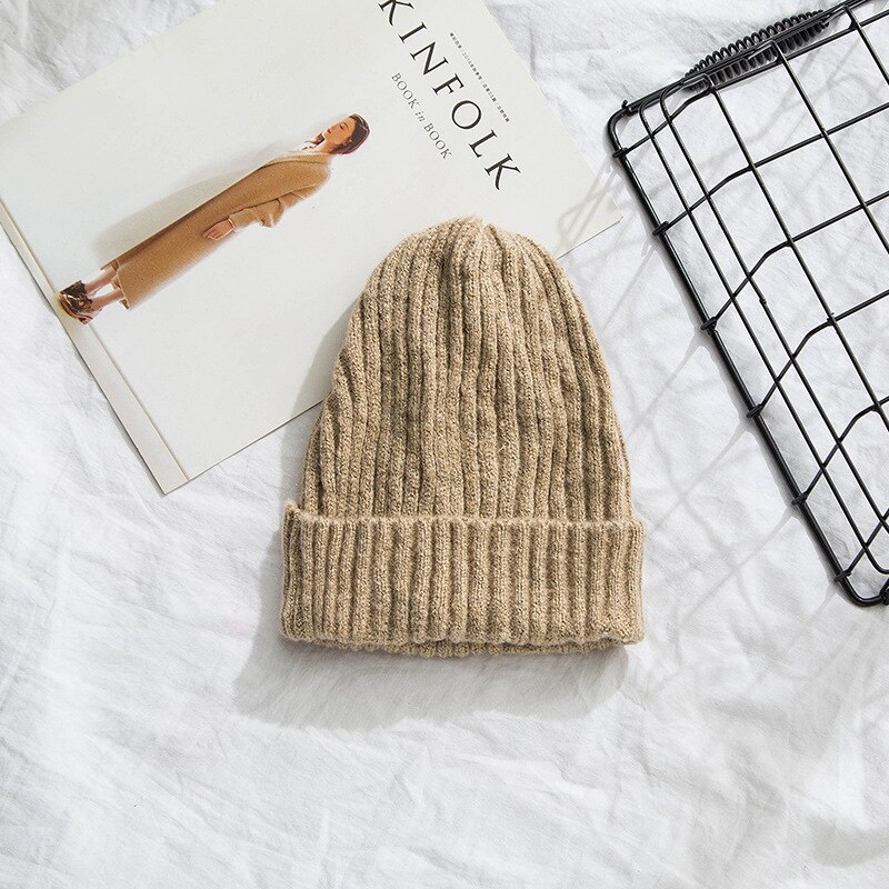 Huer kvinder solid strikket varm blød trendy hatte enkel koreansk stil dame uld afslappet kasketter matchende hue: 5