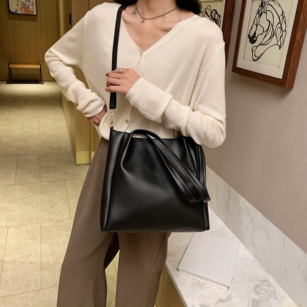 Large Capacity Soft Shoulder Bag Women Office Ladies Big Work Handbags PU Leather Tote Bags Female Crossbody