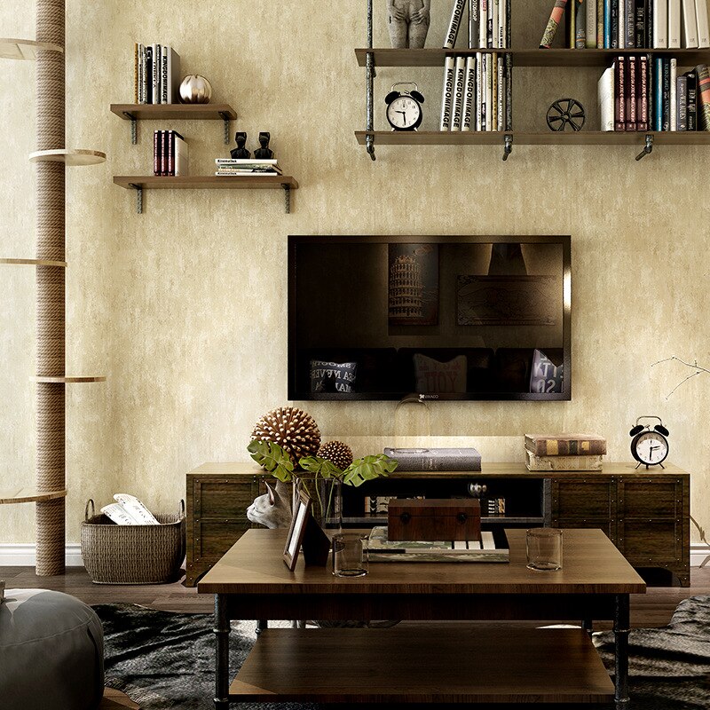 American Country Dark Green Wallpaper Solid Color Retro Nostalgic Style Bedroom Living Room Non-Woven Background Wallpaper