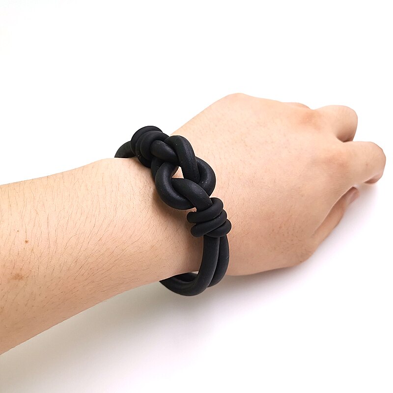 YD&YDBZ Handmade Bracelets For Women Rubber Bracelet Bind Accessories Black And Gray Chains