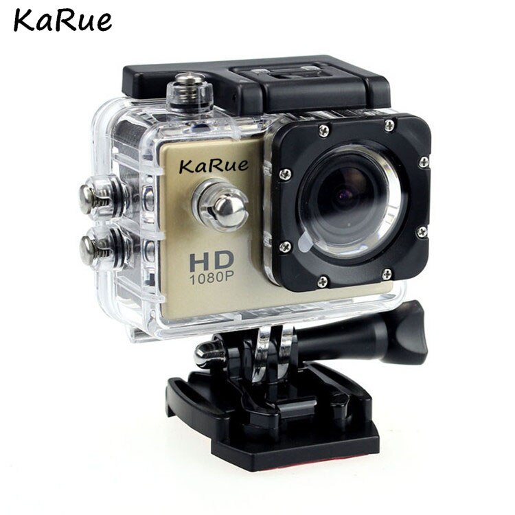 Outdoor Sports Action Camera 1080P 30m Waterproof photo go camera pro helmet underwater Sport Surfing Cam: Gold / 1 battery 1 charger