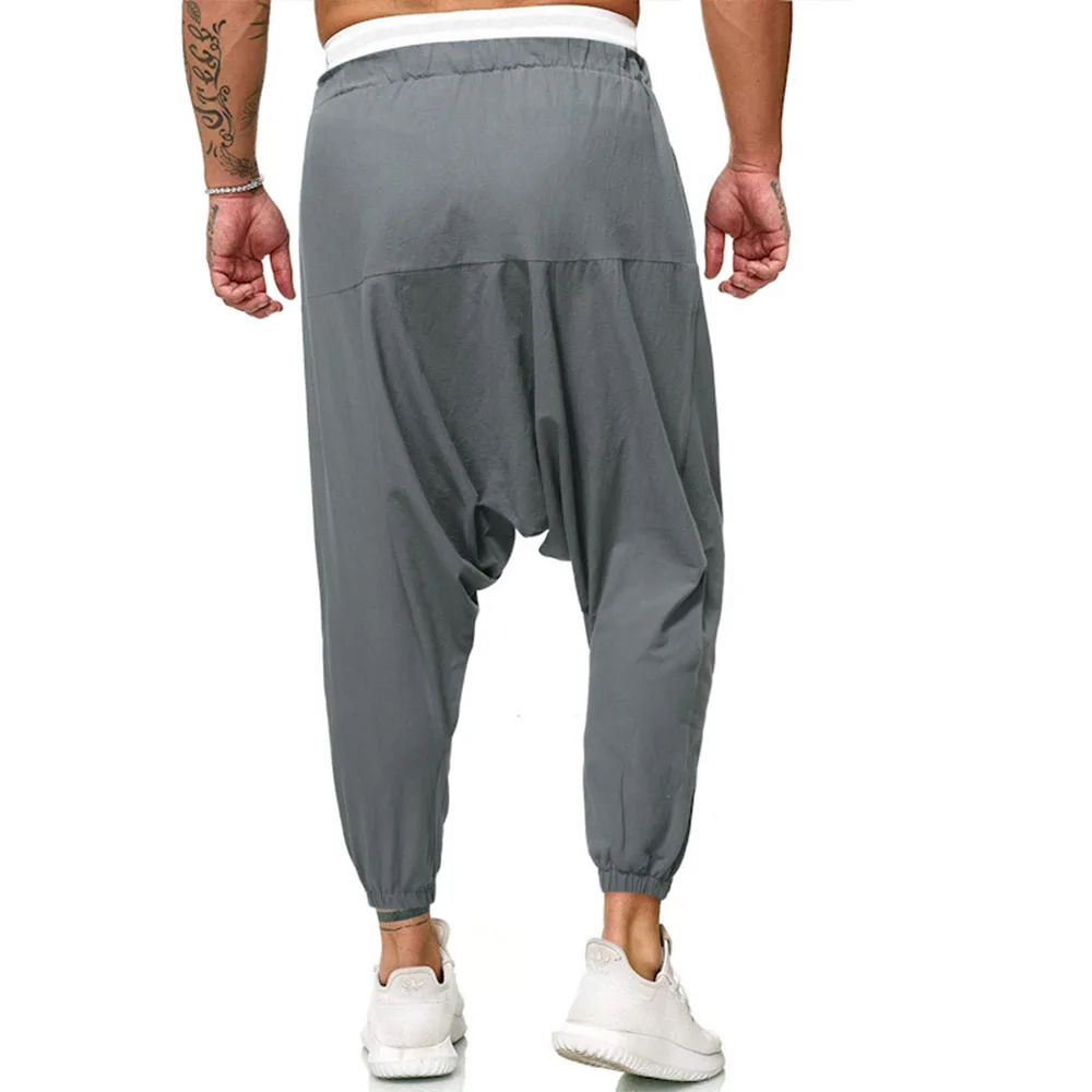 Herren-Haremshose mit tiefem Schritt, japanische Streetwear, individuelles , Trainingshose, knöchellang, lässig, übergroße Herrenhose