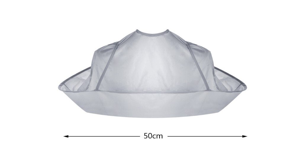 50-70 cm vattentät hårklippning kappa cape salong frisör frisörskydd hårsamlare tyg inpackning vikbart rakförkläde hår: 50 cm silver