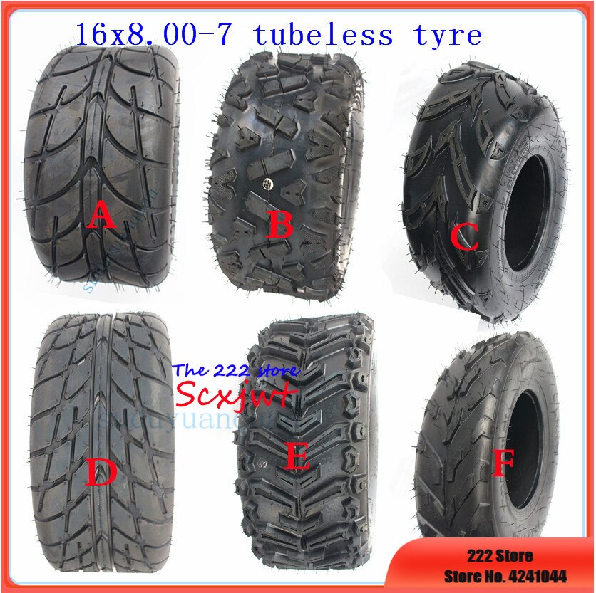 16 x 8-7 (200/55-7)  kart bildeler 7 tommer atv dekk 16 x 8.00-7 16 * 8-7 motorvei dekk terreng dekk slitesterke hjul dekk