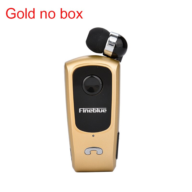 FineBlue F920 Retractable Wireless Bluetooth Earphones Handsfree Headset Stereo Headphone Clip Mic Phone Call Portable: Gold no box