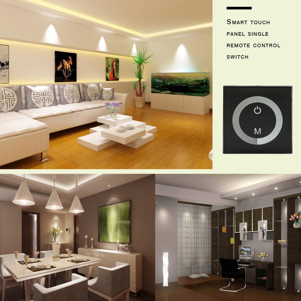 12-24V 1 Gang Wall Panel Touch Switch Light Control Dimmer Panel Wall-mounted Brightness Adjustable LED Light Strip Dimmer