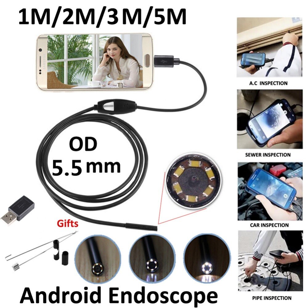 CHUSYYRAY 7mm USB Endoscope - Flexible Inspection Camera For Android Phone & PC, IP67