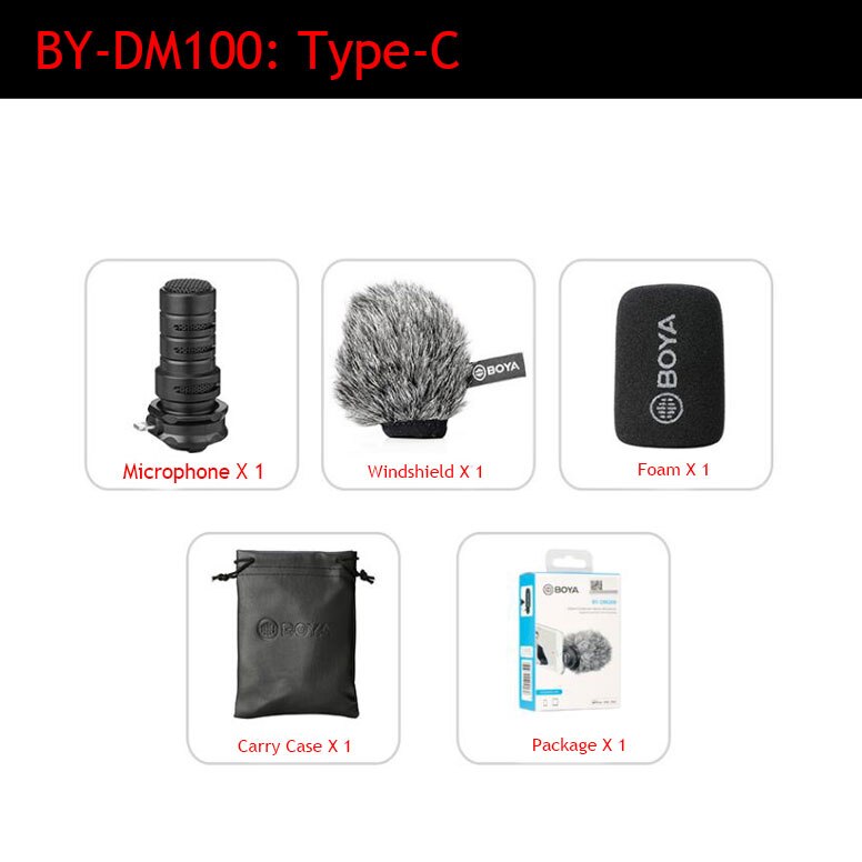 Boya by -dm100/dm200/ by -a7h digital stereo kardioid kondensatormikrofon fremragende lyd til android usb type-c enheder optagelse: Ved -dm100