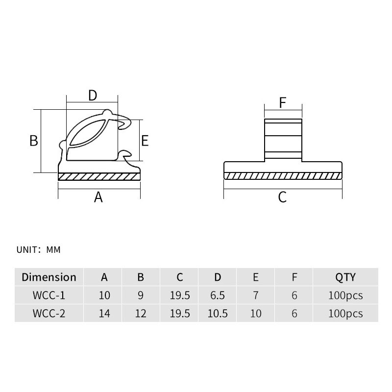 100PCS Self-Adhesive Nylon Cable Clip Organizer Plastic Fixer Wire Management Fastener Network Telephone Line Holder For Car WCC