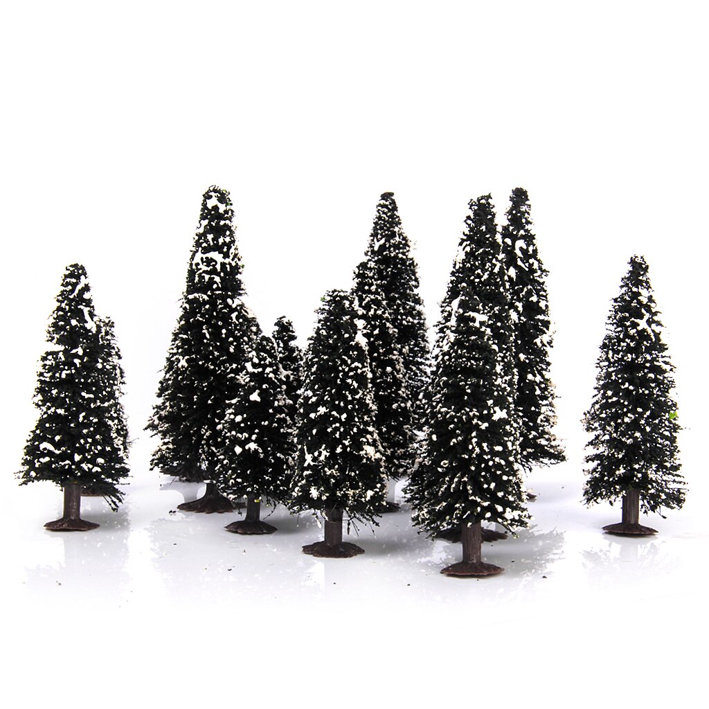 Boxed 15 Cedar Trees W/ Snow Model Train Railway Diorama Winter Scenery HO N Z