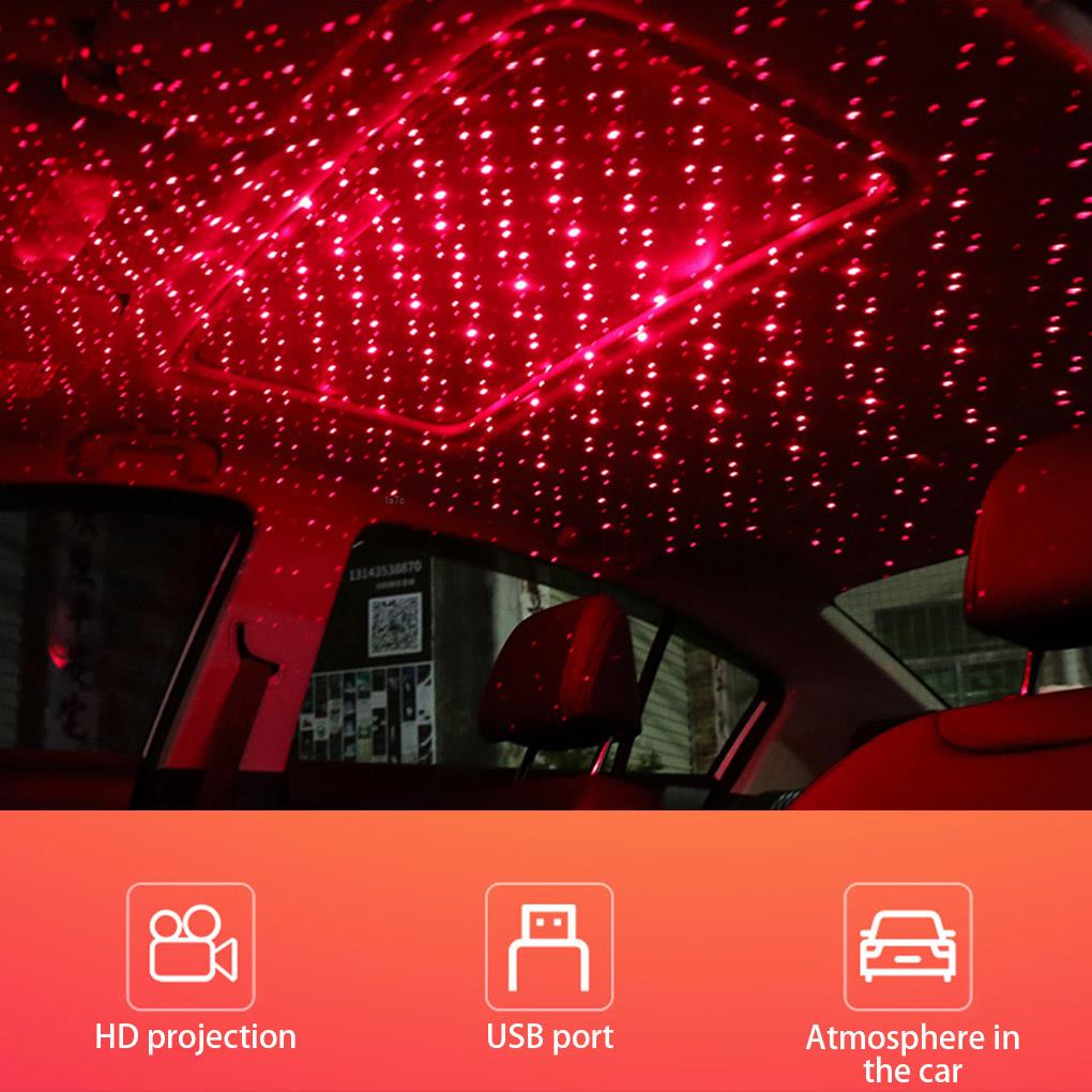 Car Roof Projection Light USB Portable Star Night Light Adjustable LED Galaxy Atmosphere Light Interior Ceiling Projector