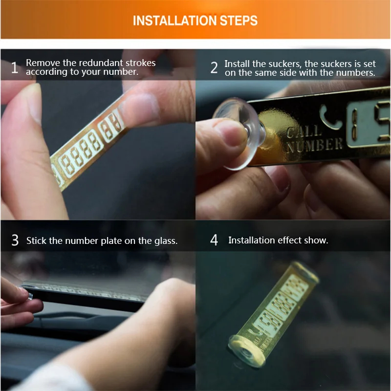 Temporary Car Parking Card Telephone Number Card Notification Night Light Sucker Plate Car Styling Phone Number Card