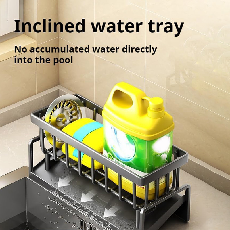 Kitchen sink drain rack organizer abs plastic self-draining sink shelf soap sponge holder dish towel towel rack filter baskets