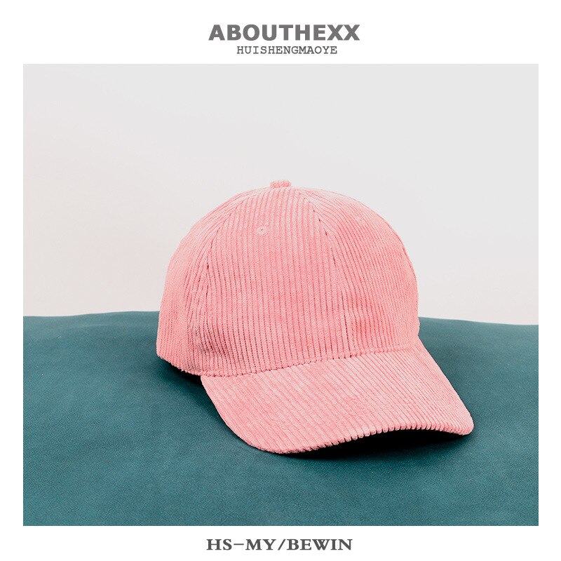 Damen-baseballkappe aus cord für herbst/winter, koreanische version der wild caps lovers, lässiger outdoor-hut mit gebogener krempe, #39: Rosa