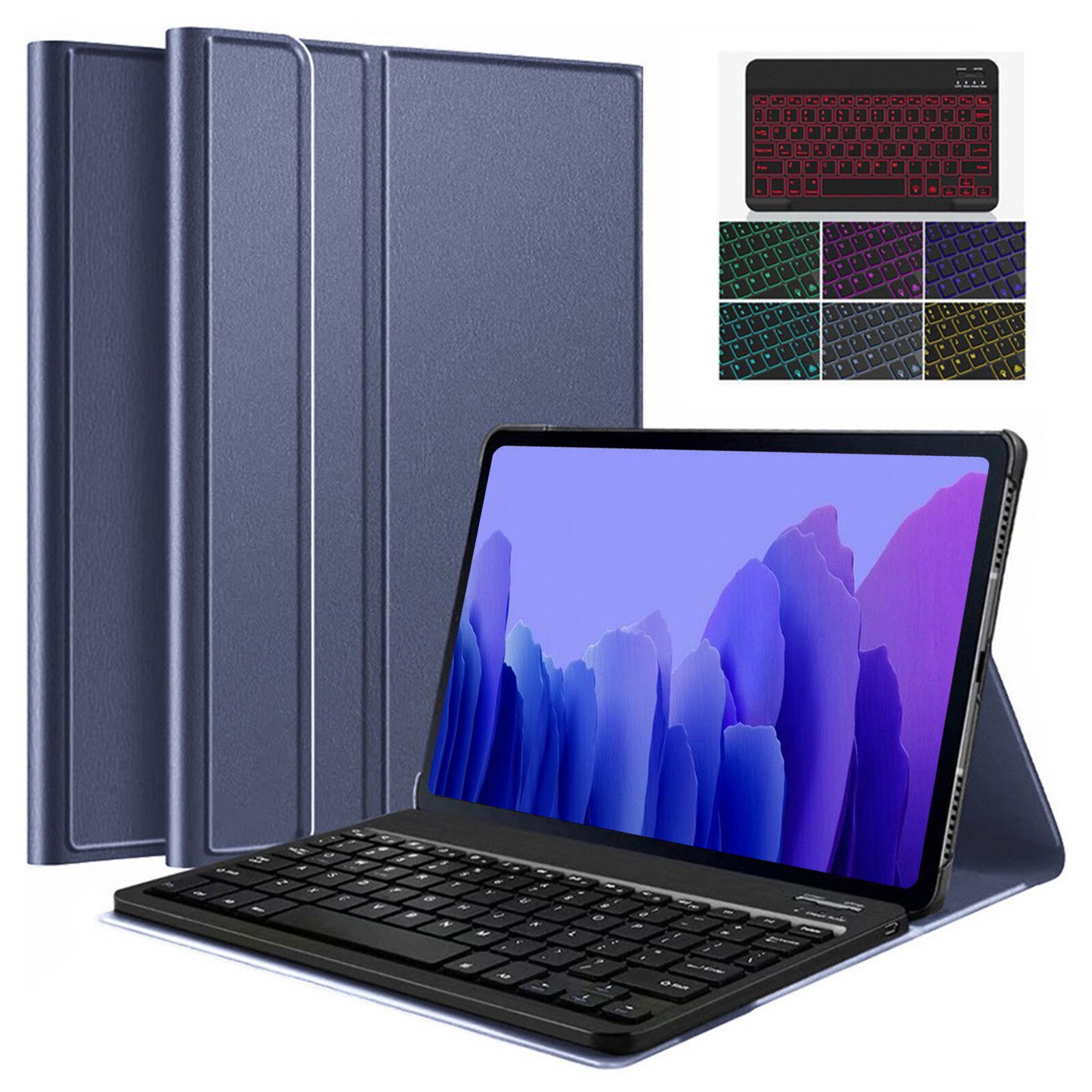Zdejmowana podświetlana klawiatura Bluetooth pokrywa dla Samsung Galaxy Tab A7 10.4 2020 odporna na wstrząsy Tablet pokrywa ochronna akcesoria: BU