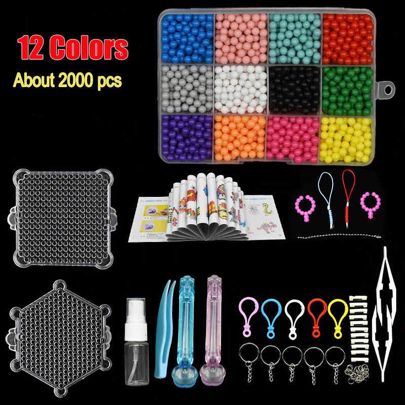 DIY Set Perlen Werkzeug Kreativität Magische Wasser Perlen Stecktafel Kunst und Handwerk für Kinder Mädchen Kinder Spielzeug für Mädchen Perlen Set: Black