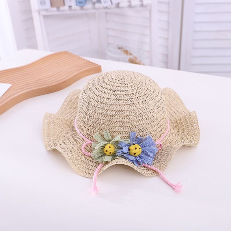 Europe America Falbala Sunflower Parent-Child Sun Hat Spring Summer Brand Hollow Out Straw Hats For Women Girl Kid Wide Brim Cap