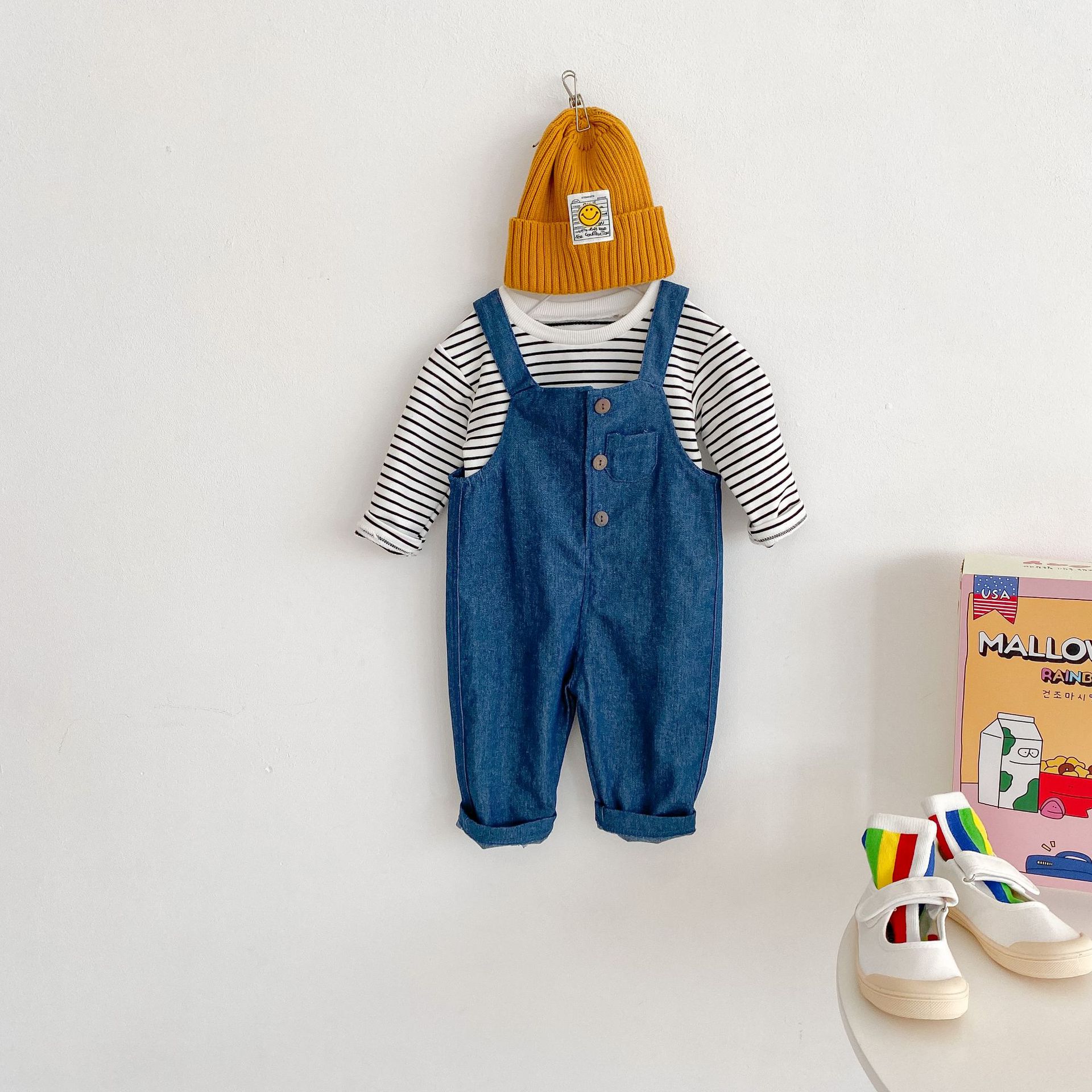 2022 frühlings-Baby-strampler mit trägern, ärmellose freundlicher-Overall, Baby-Jeans-Overall für jungen, Jeans-strampler für mädchen