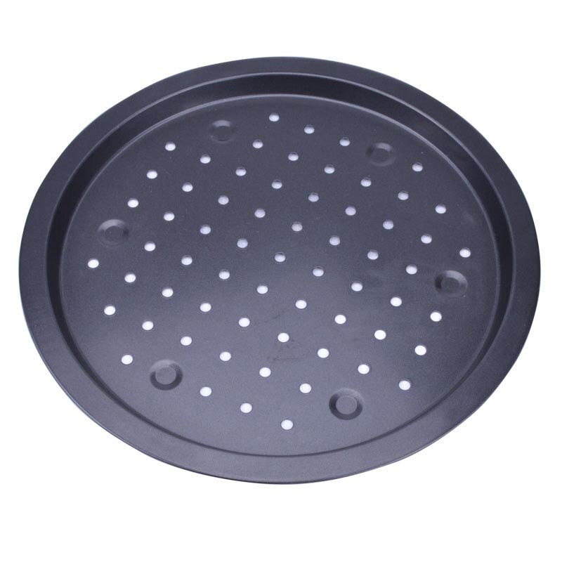 Práctica Pizza agujeros bandeja antiadherente bandeja para hornear pizzas bandeja carbono pesado redondo de acero de placa Pizza herramienta para hornear 35*1,7 cm