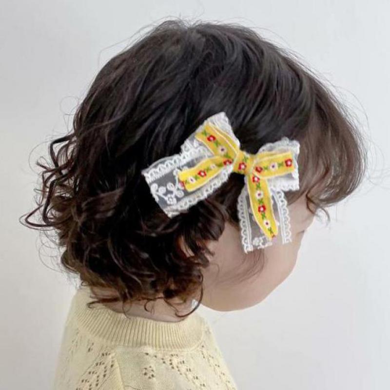 Épingle à cheveux en dentelle pour enfants petite fille pince à cheveux latérale Style ethnique chapeaux tissu arc cheveux accessoires Clips pour les filles