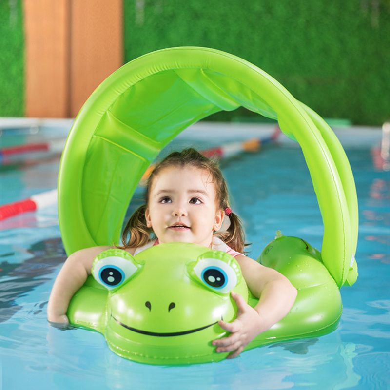 Baby Swimming Ring Float Inflatable Frog Circle Toy Awning Play Crawling Buoy