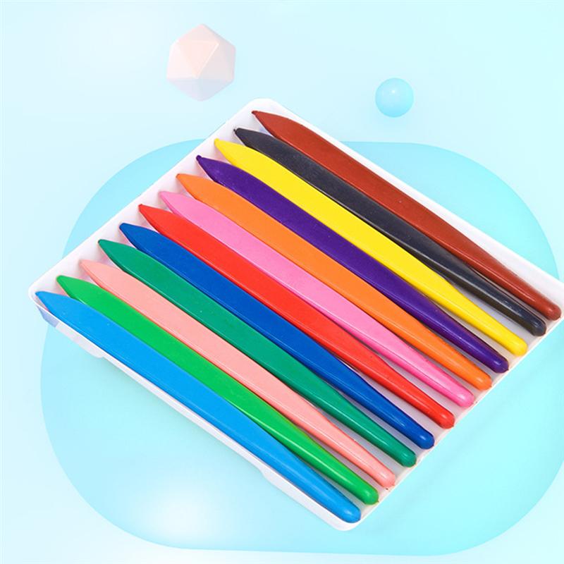1 Set 12 Colors Cartoon Crayon Cute Triangle Crayon Pen Portable Crayon Painting Colour Pen for Kids