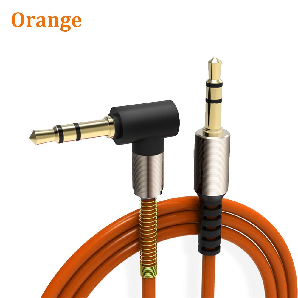 1 Pcs 3.5 Mm Jack Audio Kabel 3.5 Mm Male Naar Male 90 Graden Haakse Auto Aux Auxiliary Audio kabel Koord Voor Telefoon Pc: orange