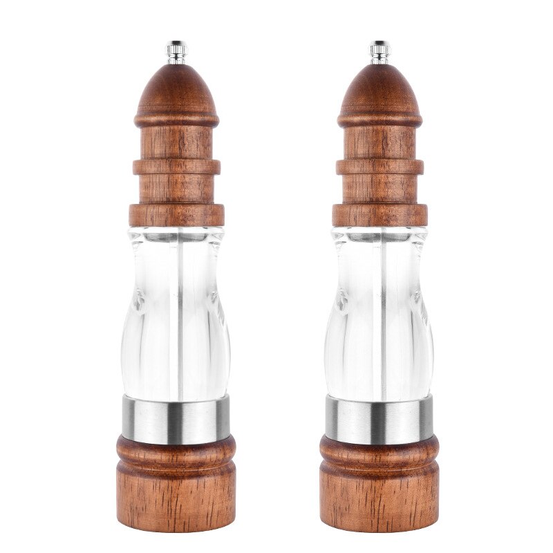 Antieke handmatige peper- en zoutmolen/massief hout + acryl kruidenmolen met keramische maalkern/keuken bbq molens