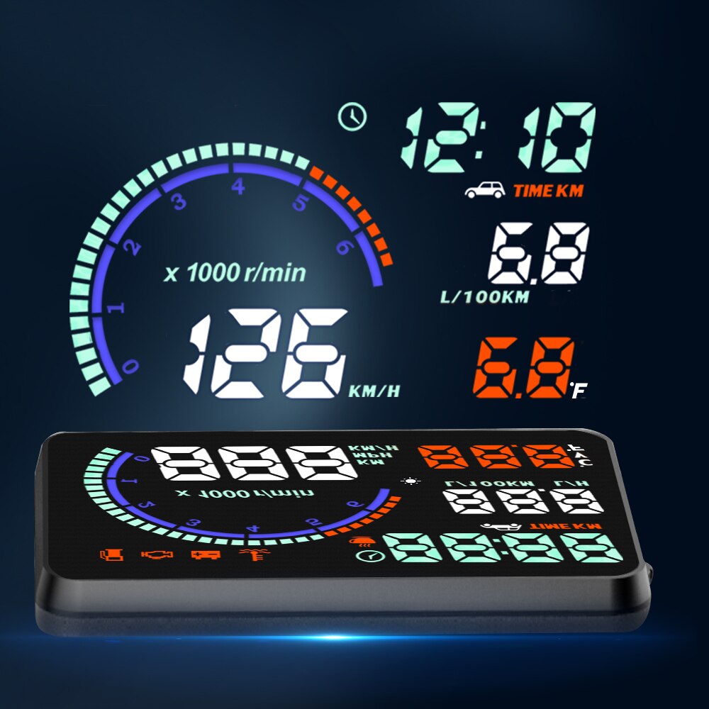 I9 Universal Car Head-up Display OBD2 medidores HUD GPS HUD parabrisas proyector sistema de advertencia de exceso de velocidad de consumo de combustible datos