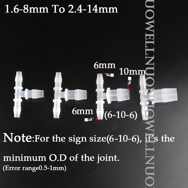 Conector de mangueira de água pp, conector redutor de plástico, conectores t para aquário, tanque de peixes, tubulação de água, junta de cano de escape de pagode, 10 peças