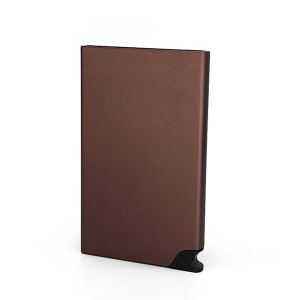 BISI GORO Thin ID HoldersMetal Box Card Wallet for Men and Women RFID Blocking Business Card Holder: Coffee CZ050