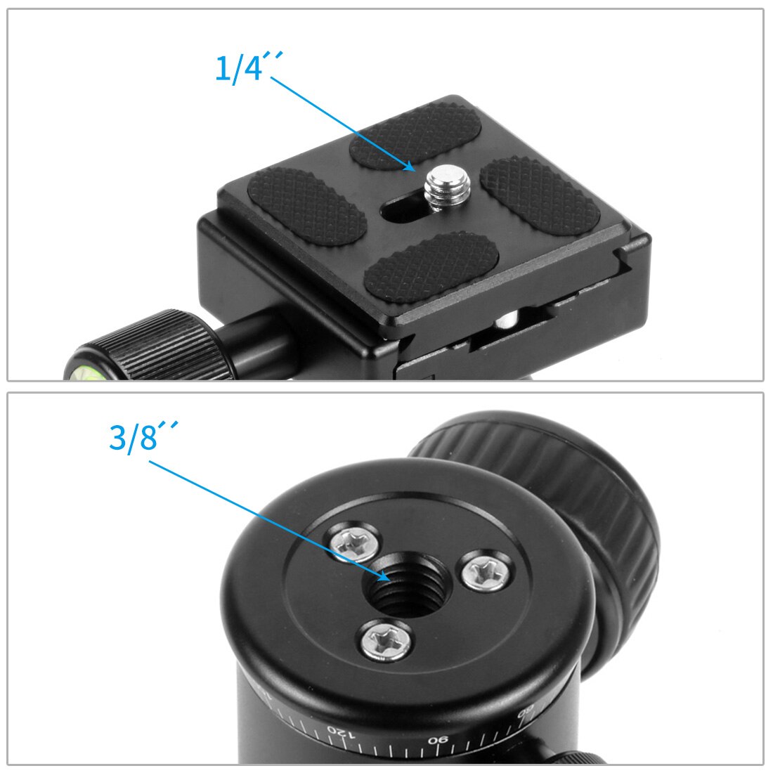 Panorama 360 Swivel Heavy Duty Camera Tripod Ball Head + Quick Release Plate Mount 40mm Aluminum for DSLR Photo Video Monopod