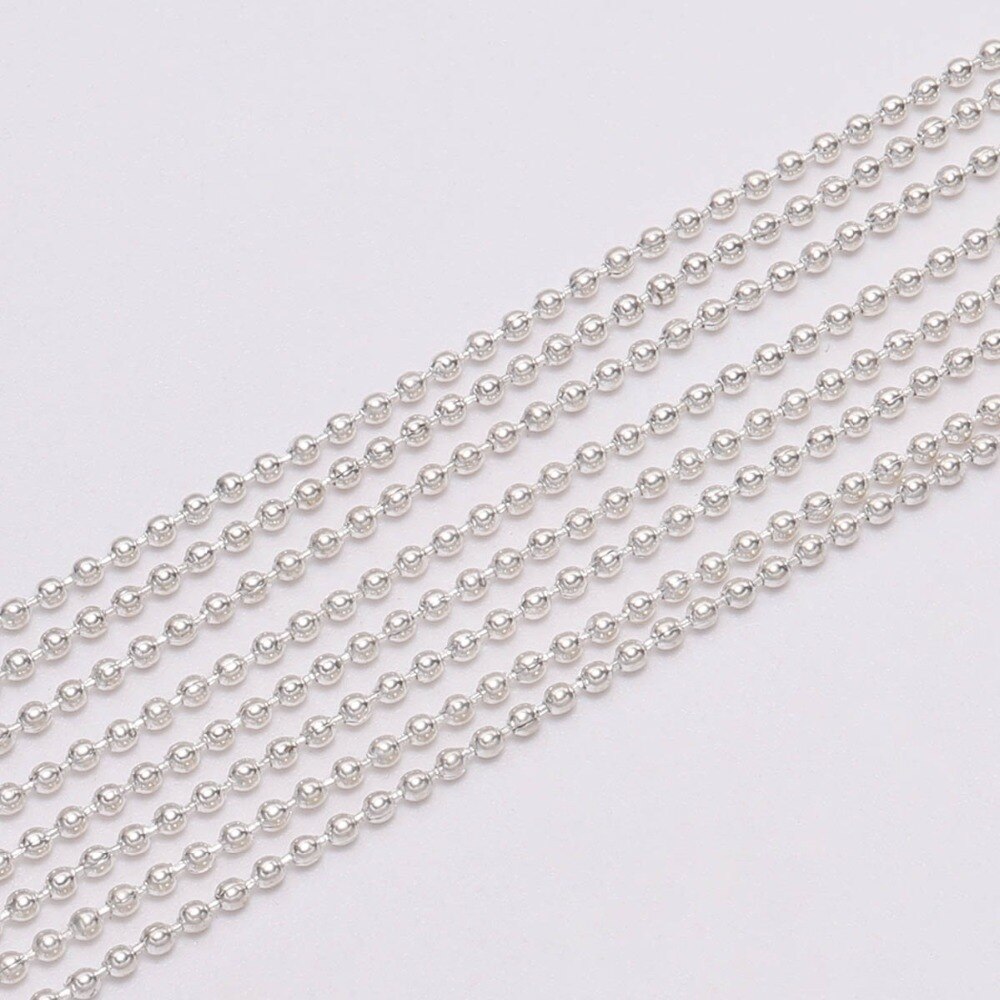 5 m/lote 1,2 1,5 2,0mm cadenas de cuentas de bolas de Metal hallazgos cadena de collar Kettingen a granel para suministros de joyería accesorios DIY
