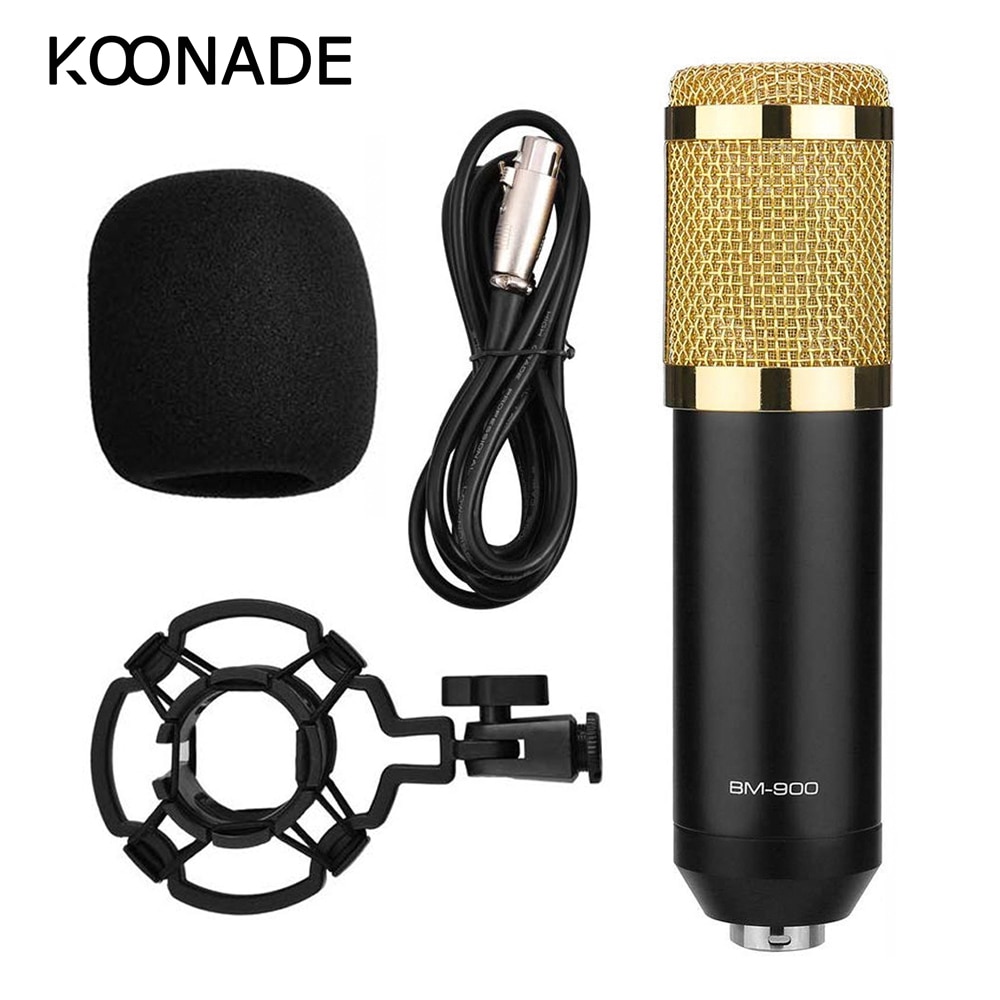 BM 900 Condenser Microphone with Shock Mount Mic Broadcasting Singing Recording KTV Karaoke Wired Mike Computer