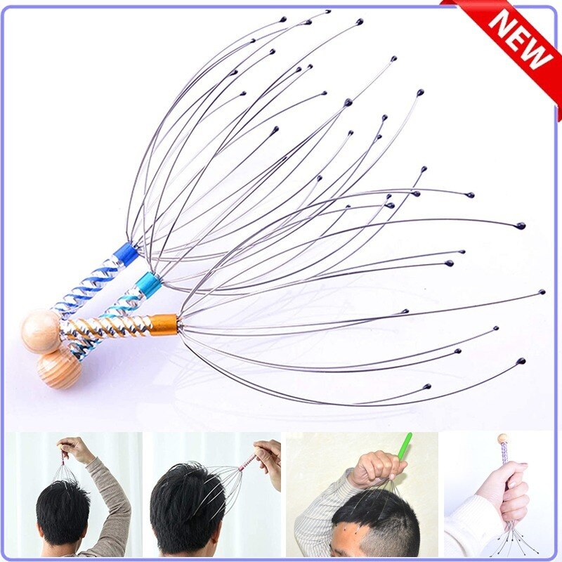 Keine Schmerzhaft Oktopus Kopf Massager Hand Therapeutische Kopf Scratcher für Entspannung Kopfhaut Massager Werkzeug mit Sanfte Gummi Perle